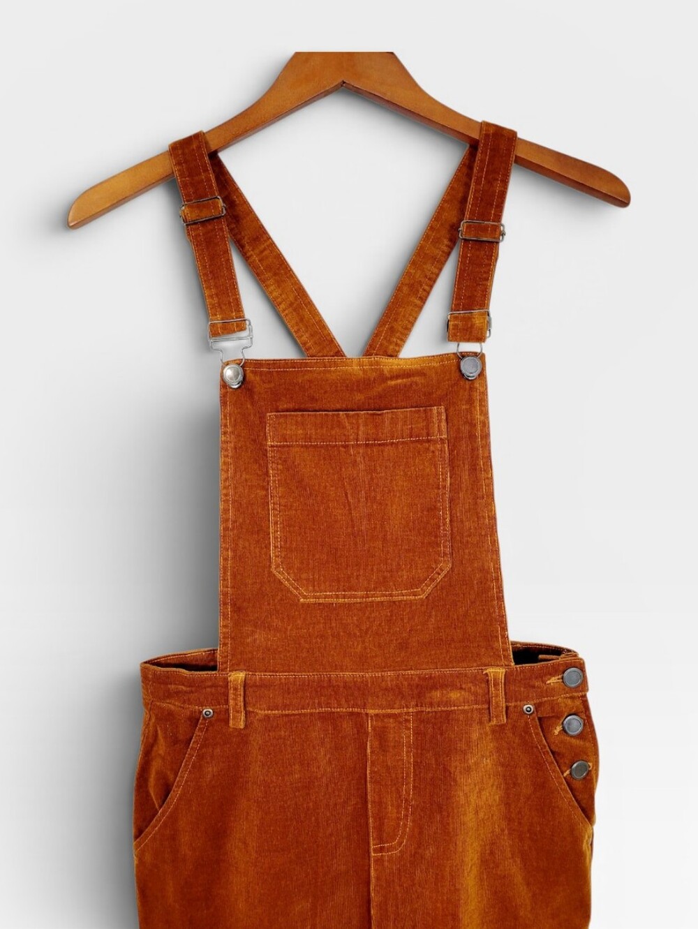 NWT MODCLOTH Fall Potluck Cognac Corduroy Bib Overalls Straight Leg Medium New - Picture 3 of 11